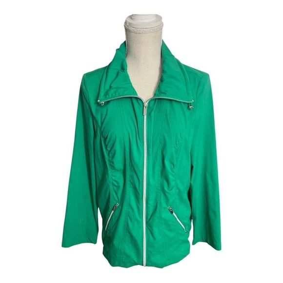 Zenergy Chicos Stripe Jacket Size 1 Green full Zipper Stretch Pocket Outdoor - Picture 1 of 13
